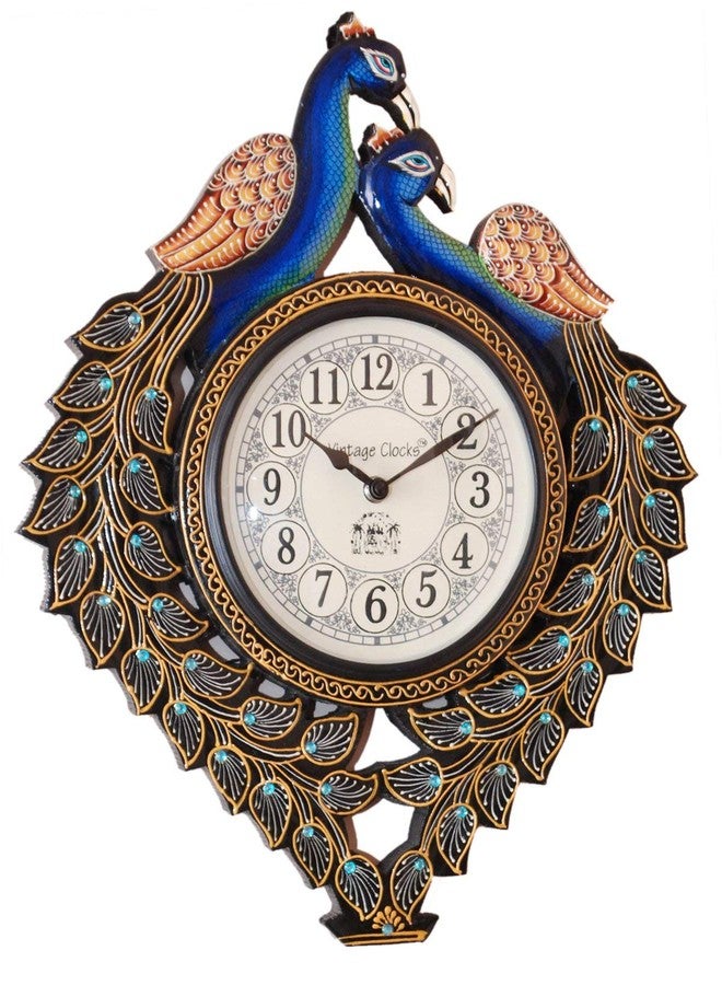 Vintage Clock Wood Handicraft Peacock Clock (Design 2) - Image 1